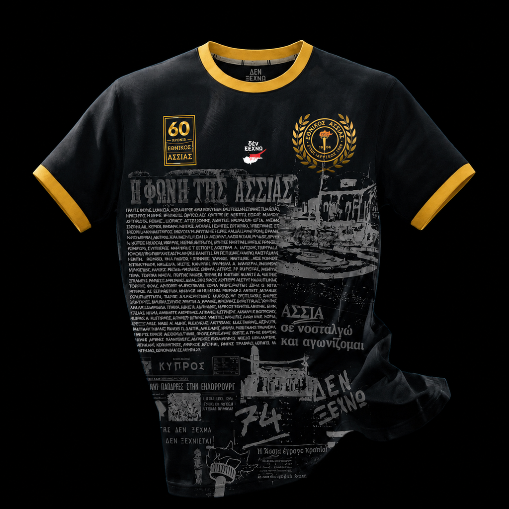 Ethnikos Assias FC limited edition 60th anniversary replica football jersey in black and metallic gold